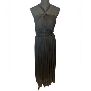 MARINA Strapless Black Dress with Beaded Detail